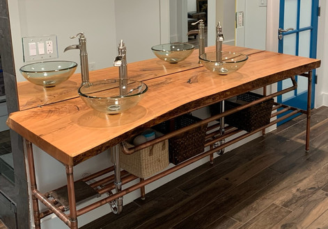 Live Edge Cherry Slab Custom Bathroom Vanity