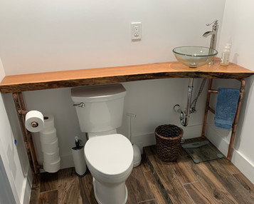 Live Edge Cherry Slab Custom Bathroom Vanity