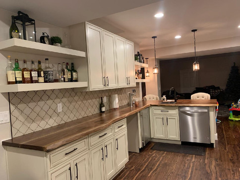 Live Edge Slab Walnut Basement Bar Top
