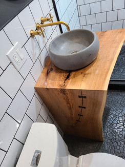 Live Edge Cherry Slab Custom Bathroom Vanity