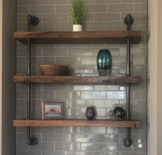 Live Edge Elm Slab Kitchen Shelves