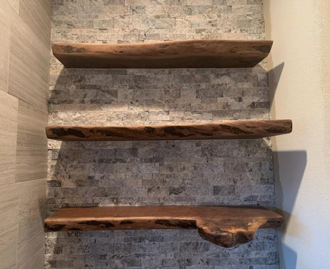 Live Edge Walnut Slab Floating Shelves