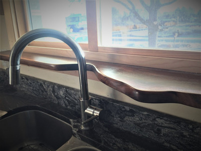 Live Edge Slab Walnut Window Bar