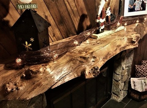 Live Edge Slab Rustic Fireplace Mantel