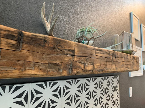 Reclaimed Barnwood Beam Rustic Fireplace Mantel