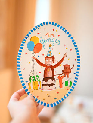 J'organise une fete sur le thème Ouistiti pour le premier anniversaire de mon fils ! De l'invitation au chapeau brodé...