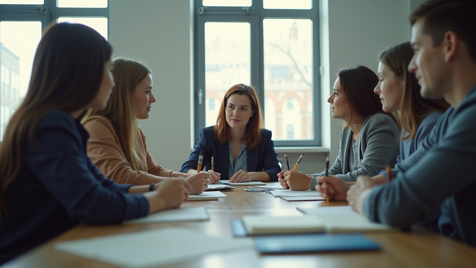 Eye-level view of a classroom with students engaged in a group activity