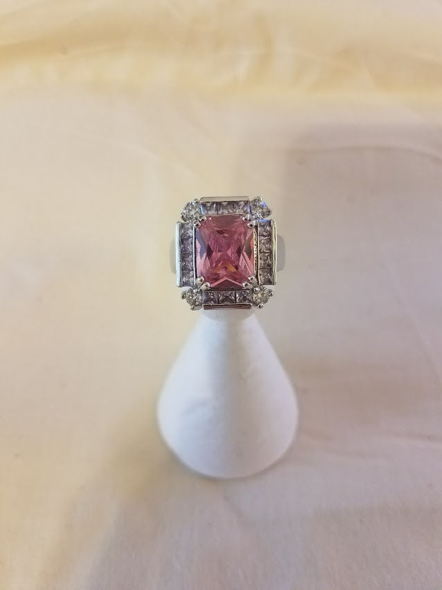Thumbnail: Pink Topaz Center Stone Ladies Ring
