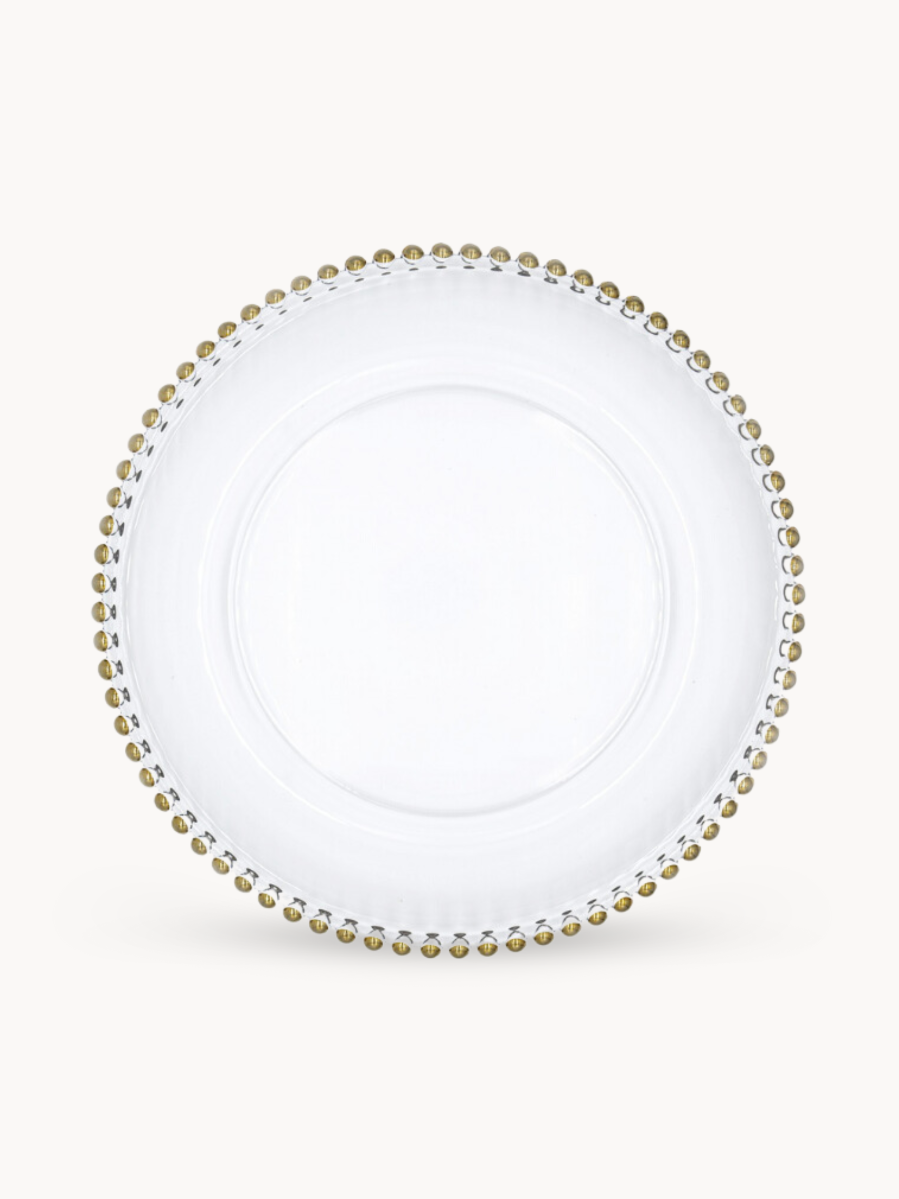 Platzteller mit goldenem Perlen Bommelrand | 8 Stück