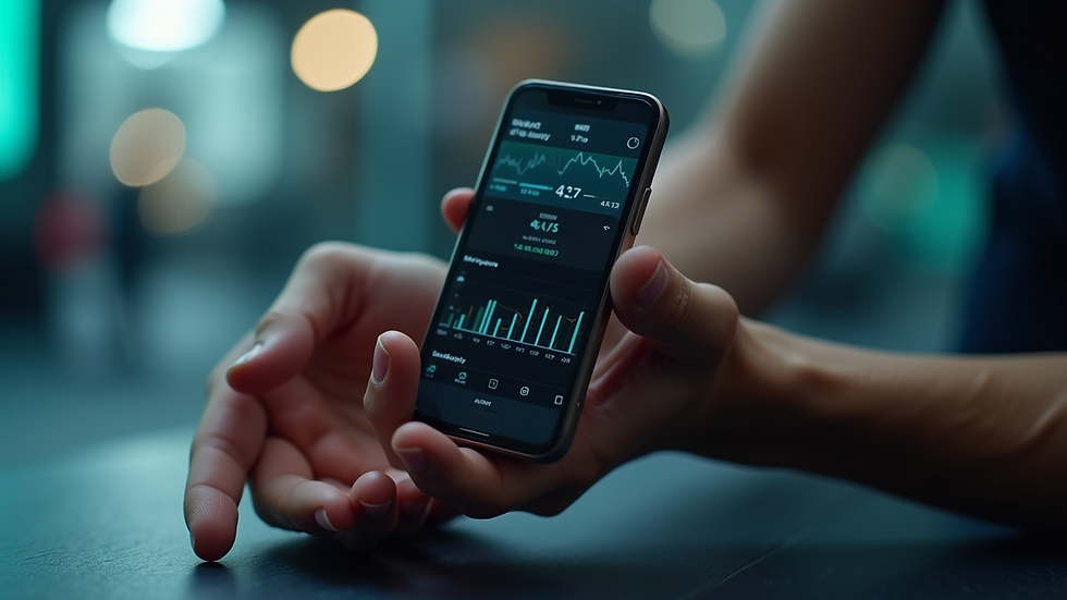 Close-up view of a performance tracking device displaying biometric data