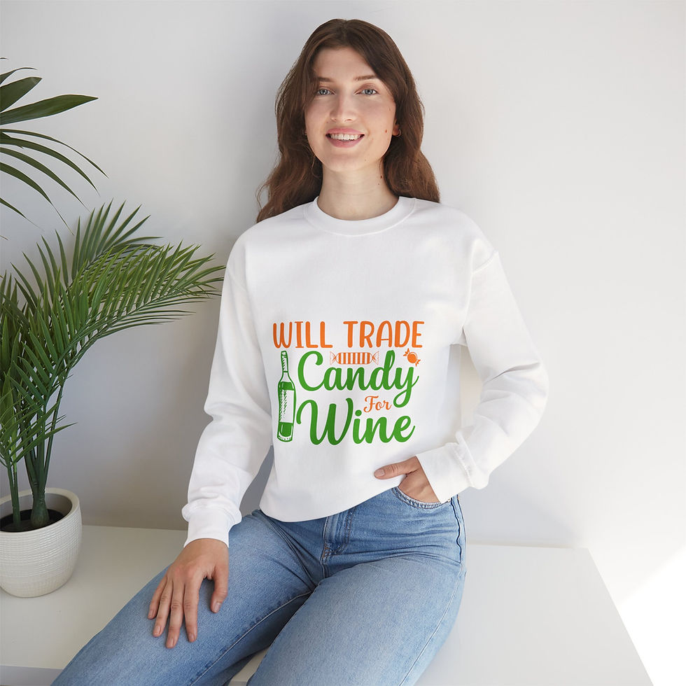 Thumbnail: Crewneck Sweatshirt - Will Trade Candy for Wine Funny Design