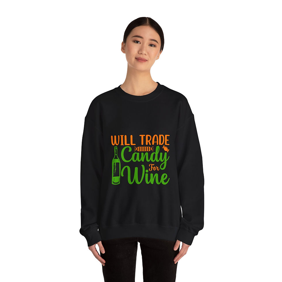 Thumbnail: Crewneck Sweatshirt - Will Trade Candy for Wine Funny Design