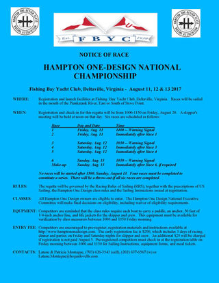 HOD Nationals at Fishing Bay YC, August 11-13