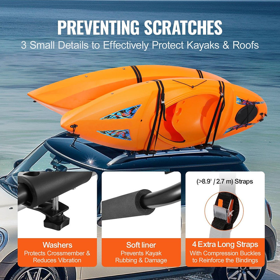 Thumbnail: VEVOR Kayak Roof Rack 1 Pair J-Bar, Soft Roof Rack, Top Mount Tie Down, Carrier