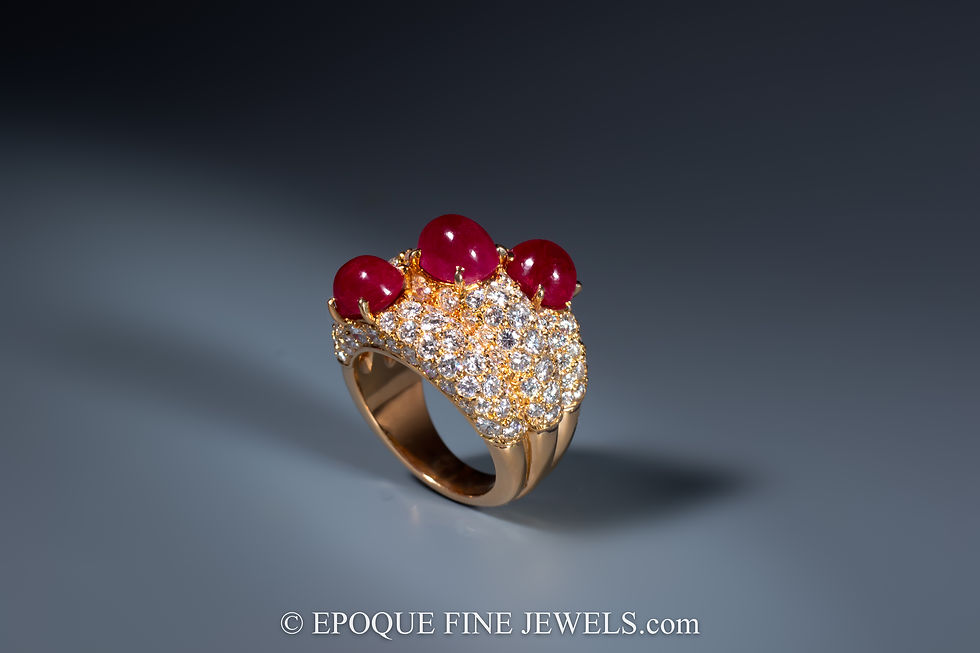 Thumbnail: An unusual and rare ruby and diamond ring by Cartier