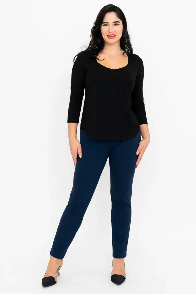 Ritzy 3/4 Top, Black, Bamboo