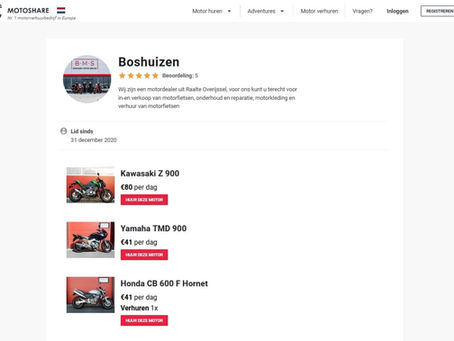Nu ook motorverhuur via MOTOSHARE