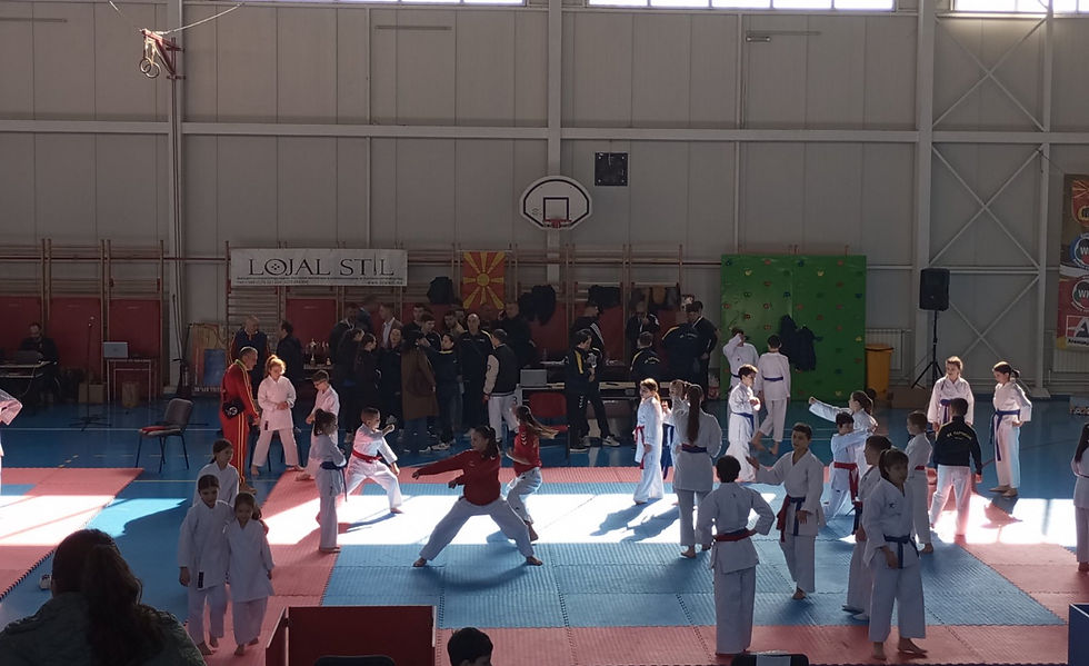 This photo showcases Karate trainees preparing for their competition.