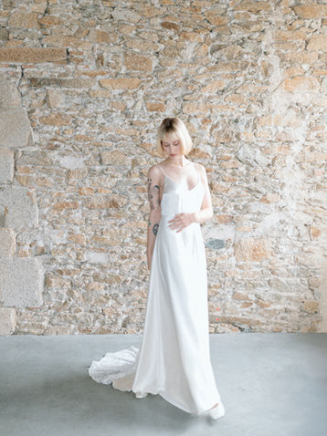 Robe de mariée Nantes robe fines bretelles en soie