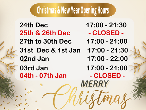 Christmas & New Year Opening Hours