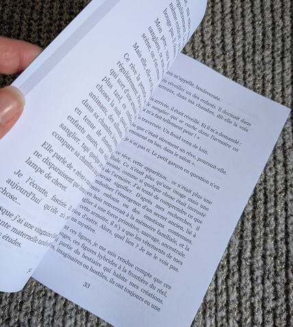 Page intérieure du livre Les Ombres M’ont Suivie avec texte imprimé