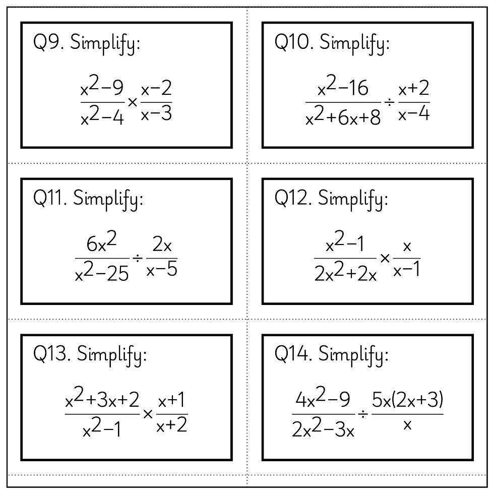 Thumbnail: Multiplying and Dividing Rational Expressions Bingo