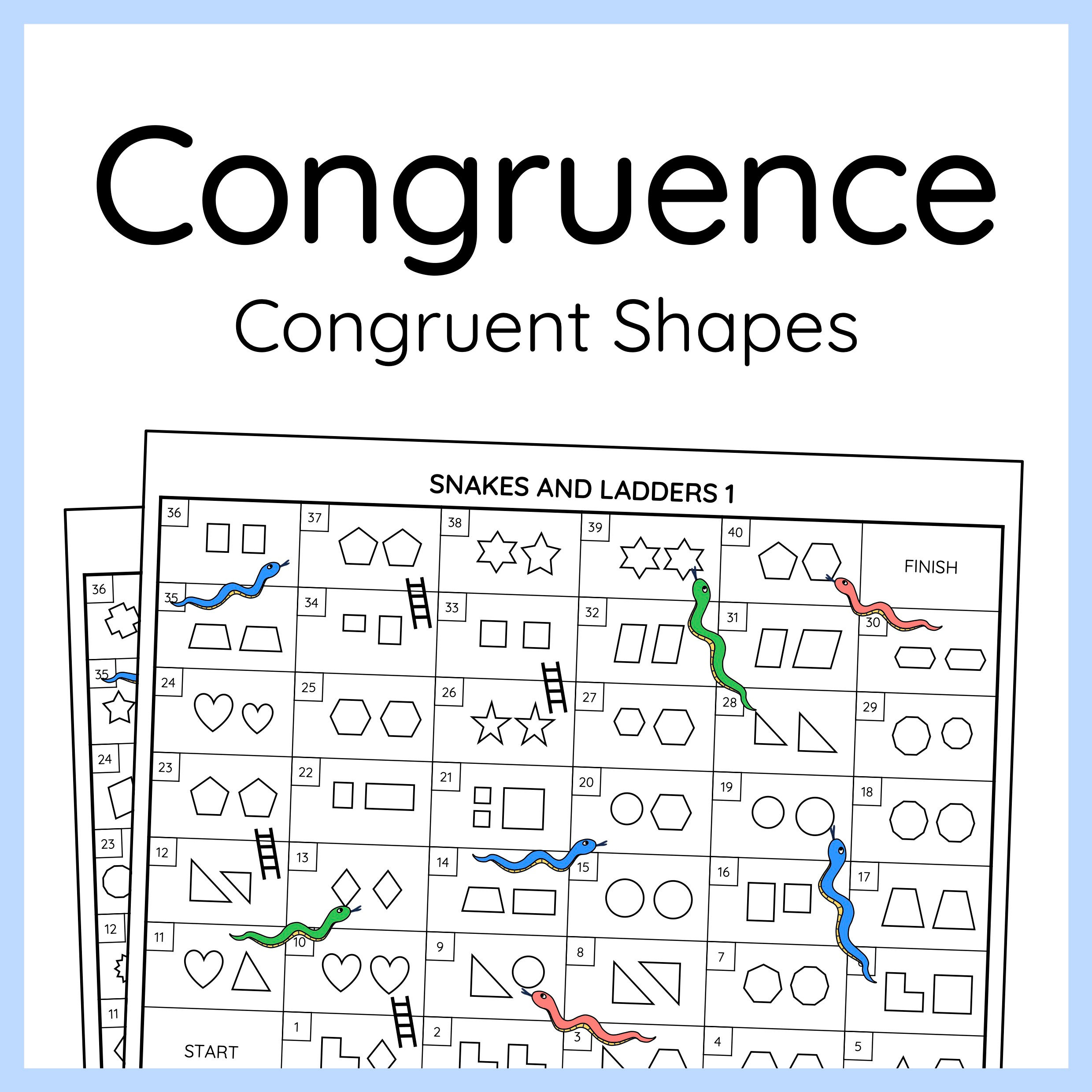 Congruent Shapes Snakes and Ladders Game