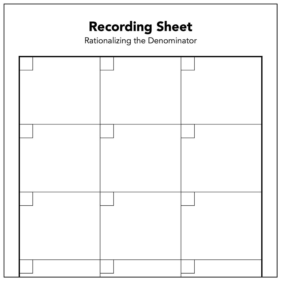 Thumbnail: Rationalizing the Denominator Bingo