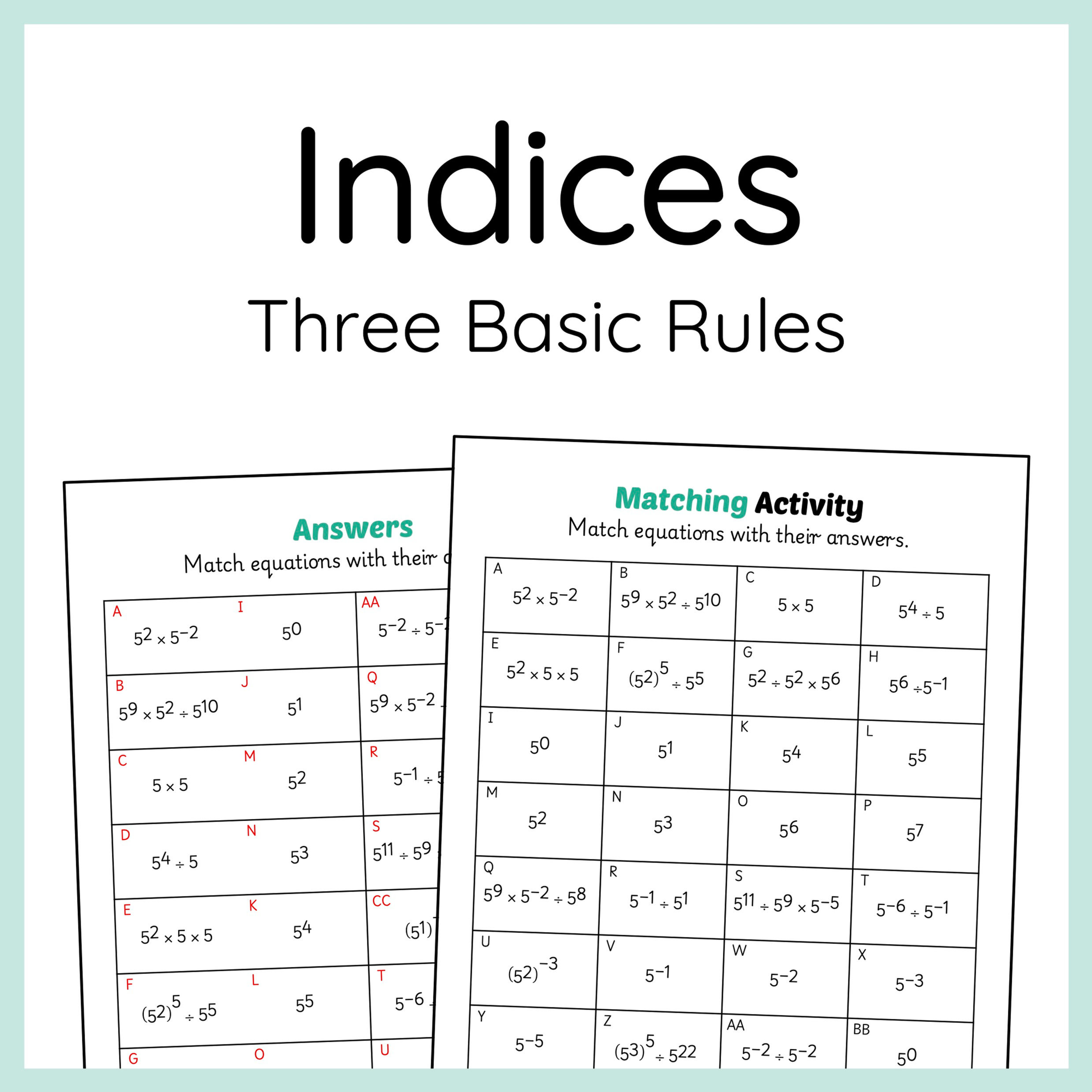 Laws of Indices Matching Activity