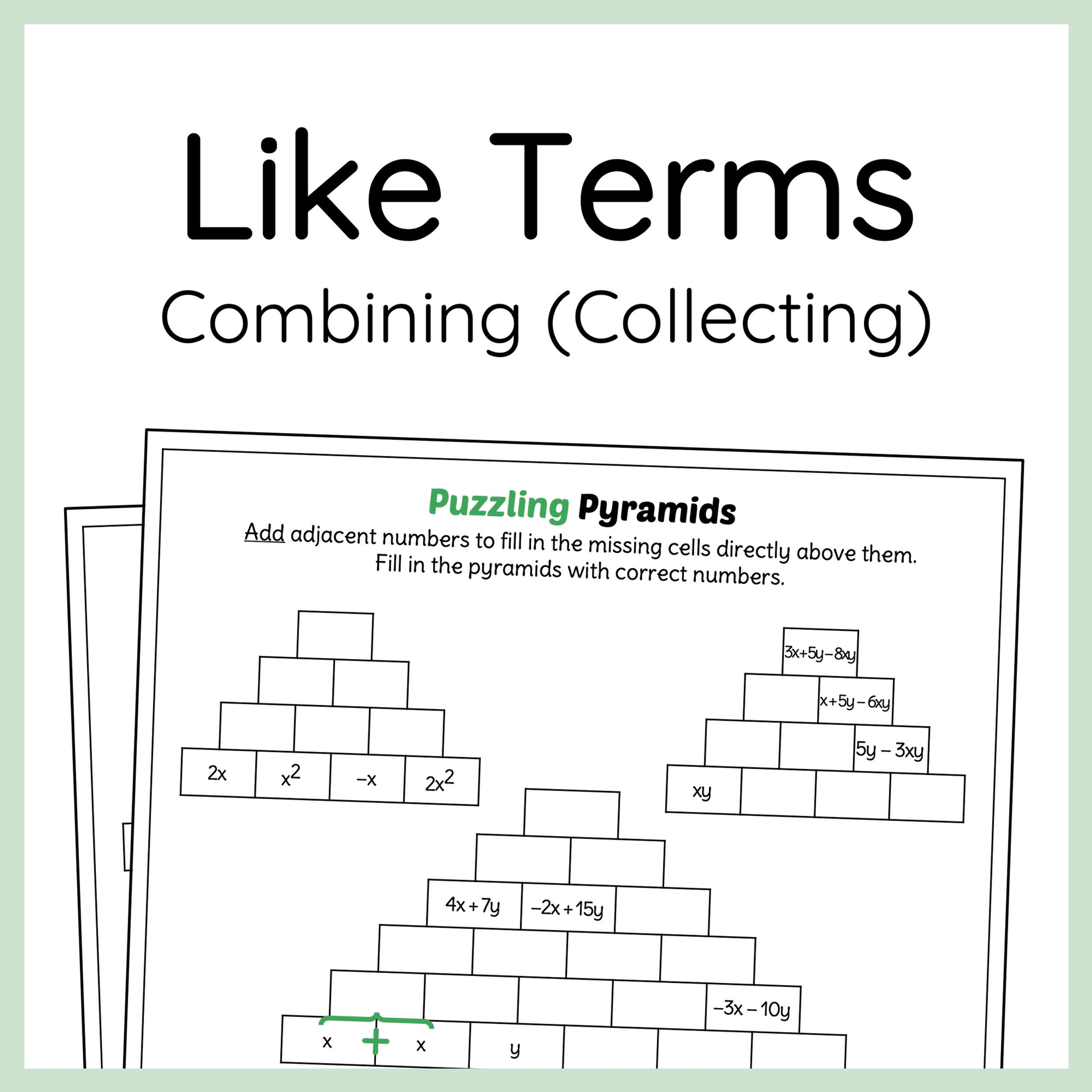 Combining Like Terms Puzzling Pyramids