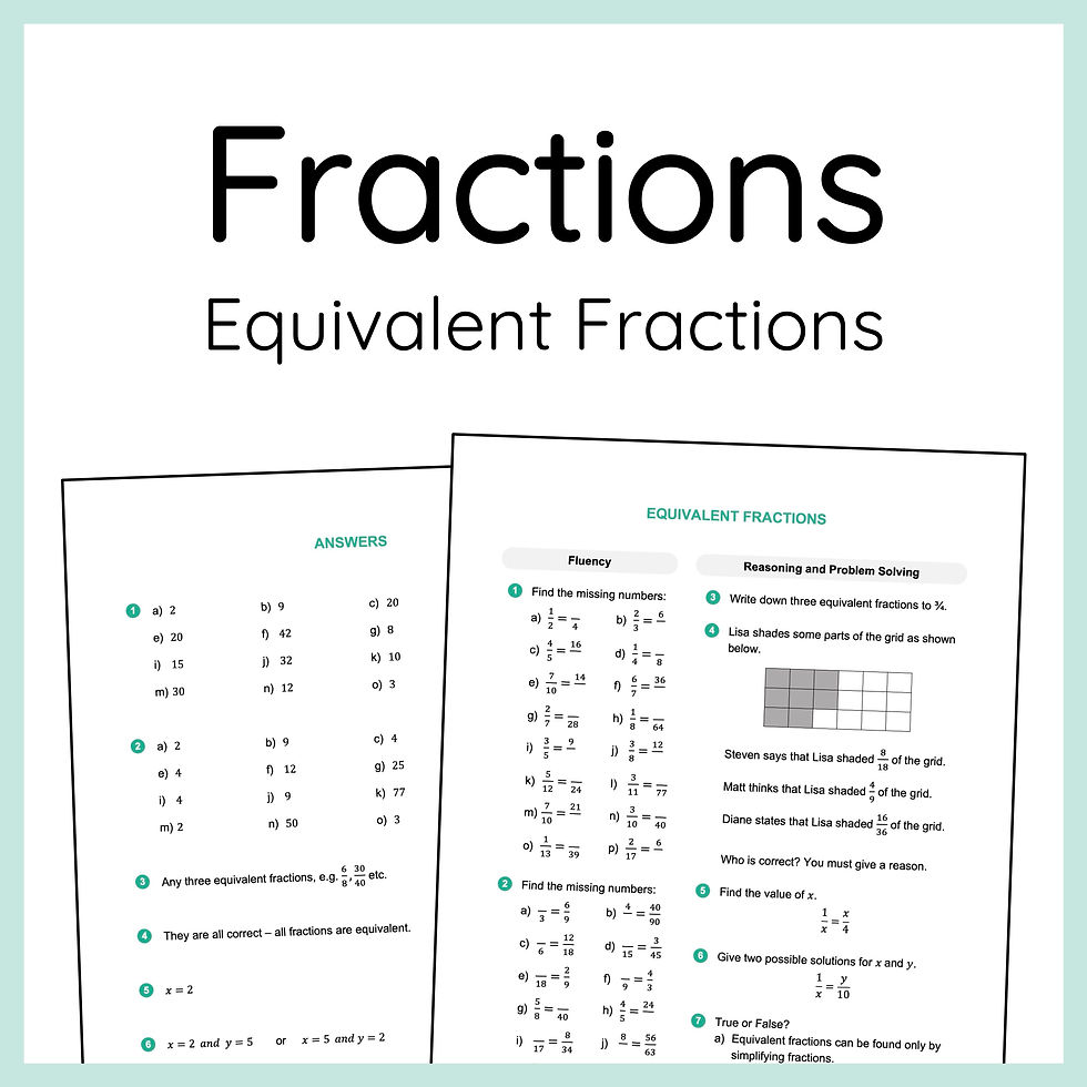 Equivalent Fractions Worksheet
