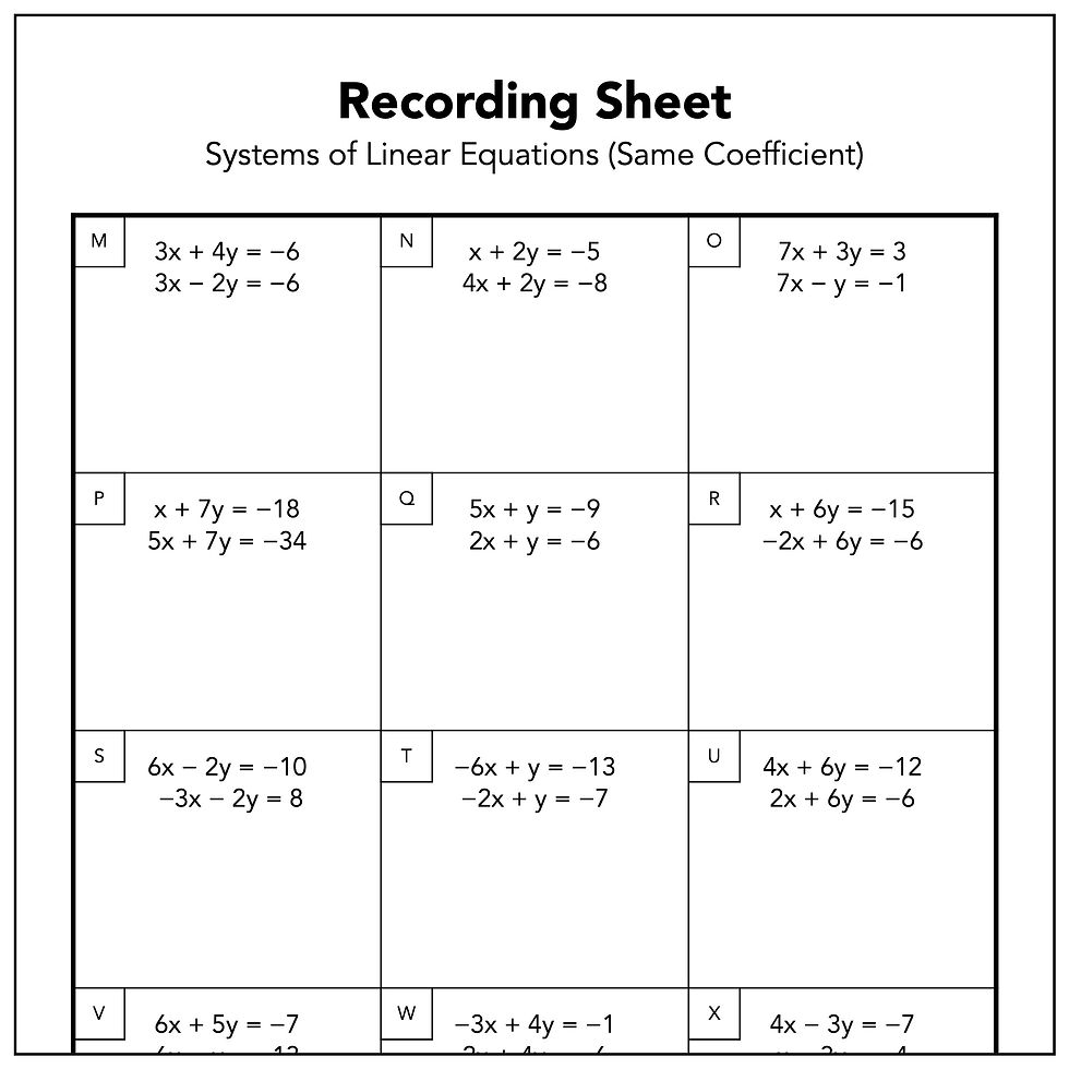 Thumbnail: Systems of Linear Equations Domino