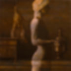 Femme au samovar, huile sur toile, 100x100cm