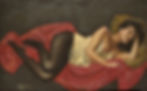 Le drap rouge, huile sur toile, 27x35cm