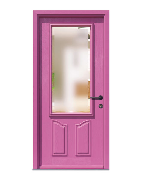 pink glass panelled front door