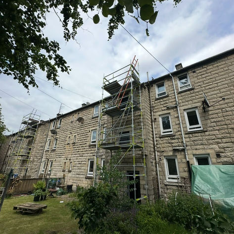 Scaffolding beside residential building