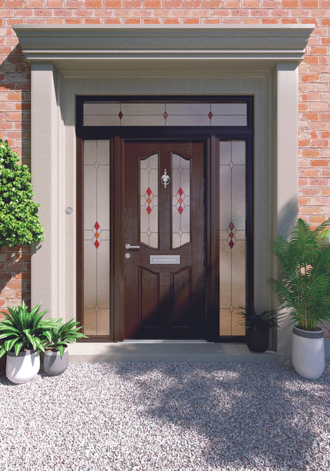 Decorative glassed composite door