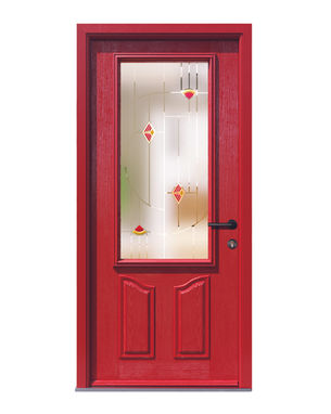 Red decorative glass front door