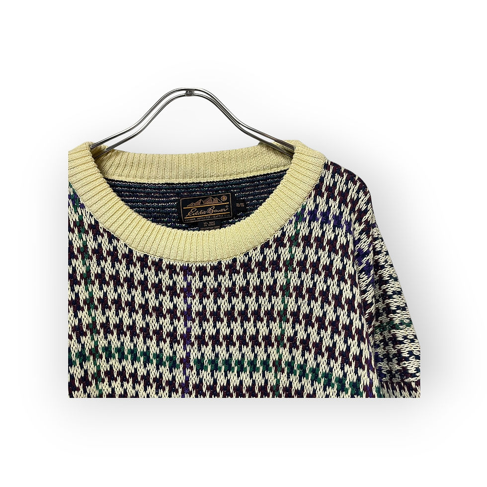 サムネイル： 80s Eddie Bauer  Houndstooth Cotton Sweater