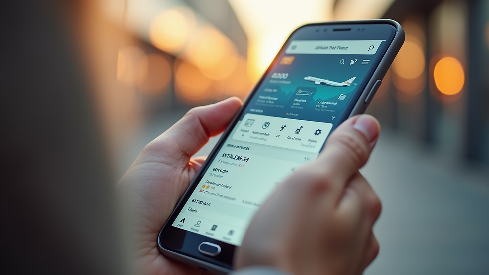 Close-up view of a smartphone displaying a travel booking app