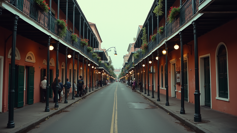 High angle view of the French Quarter streets in New Orleans