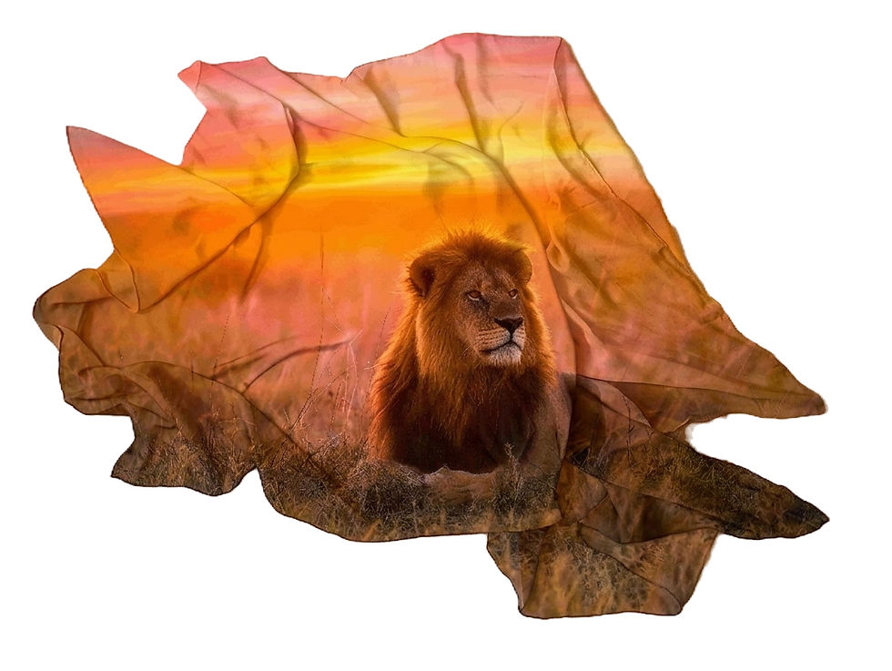 الصورة المصغرة: LUXURY SILK WRAP | SAFARI GOLDEN LION