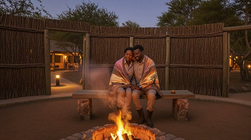 サムネイル： SAFARI LUXURY THROW BLANKET WITH BAG | SAFARI LANDSCAPE  SUNSET