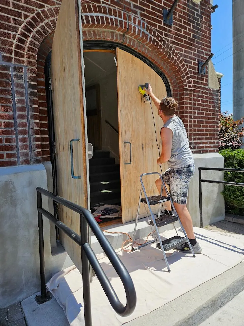 Exterior painting door staining
