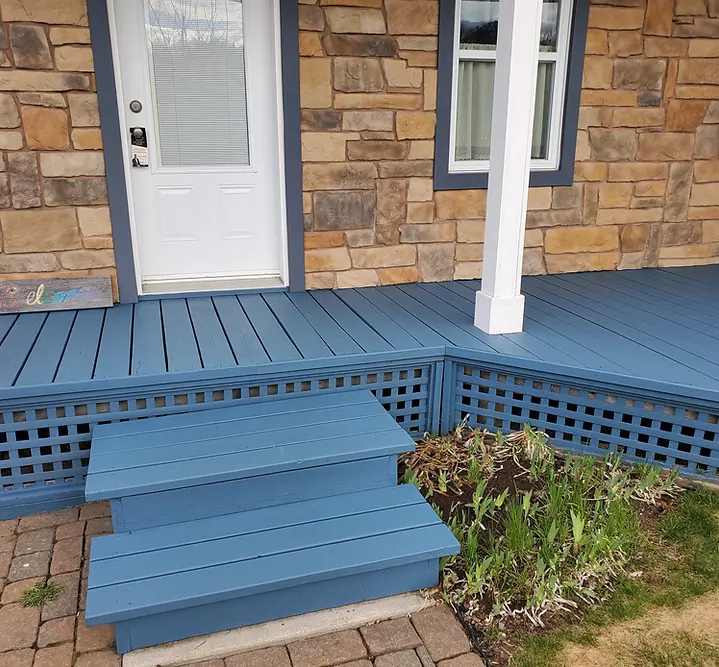 Painted exterior deck blue