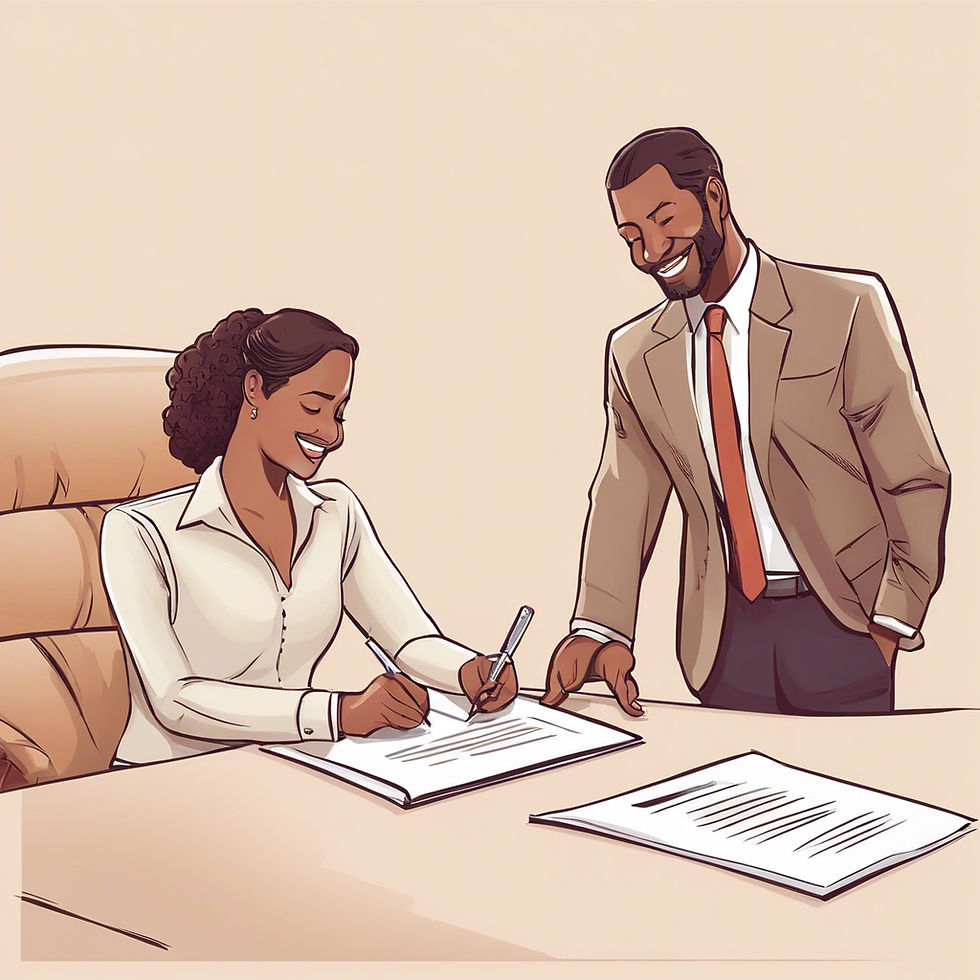couple at a bank signing mortgage papers