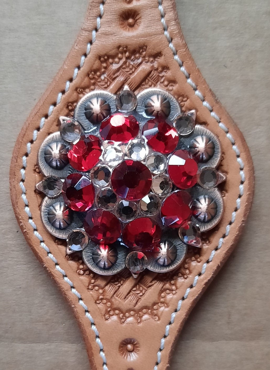 Red rhinestone conchos