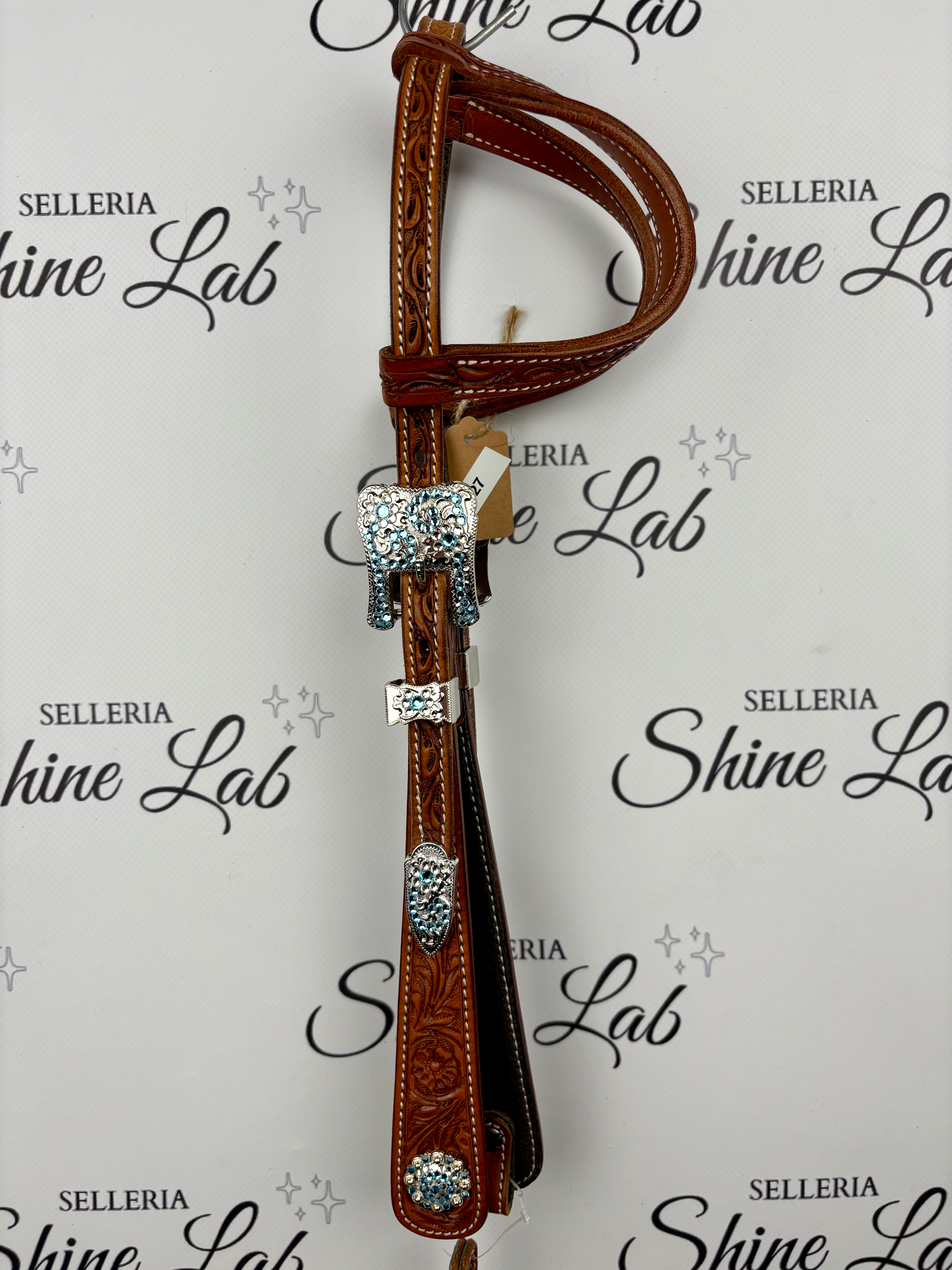 Testiera Flower dettagli azzurri 