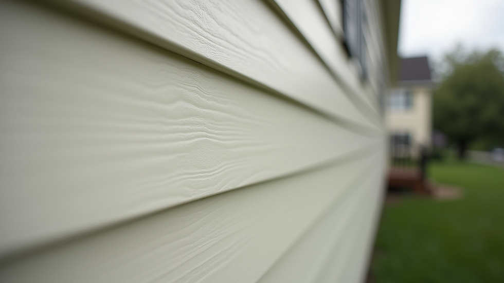Eye-level view of vinyl siding panels on a house exterior