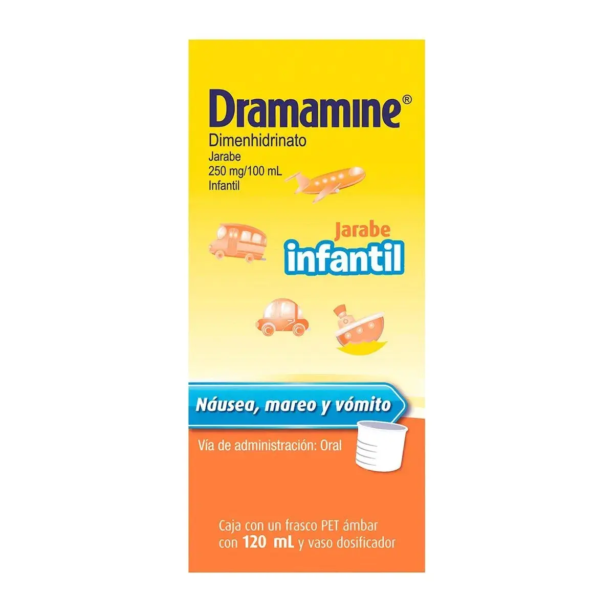 DRAMAMINE JARABE Infantil Fco. 120ML. 250MG/100ML.